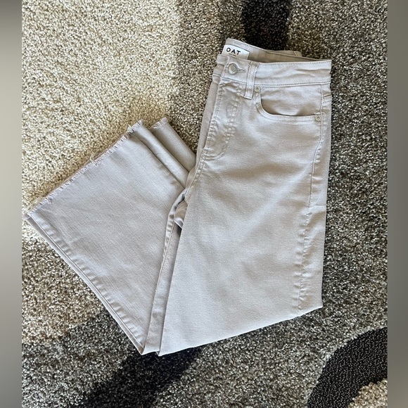 Oat New York Denim - OAT NEW YORK Taupe/ Oatmeal High Rise Wide Leg Jeans